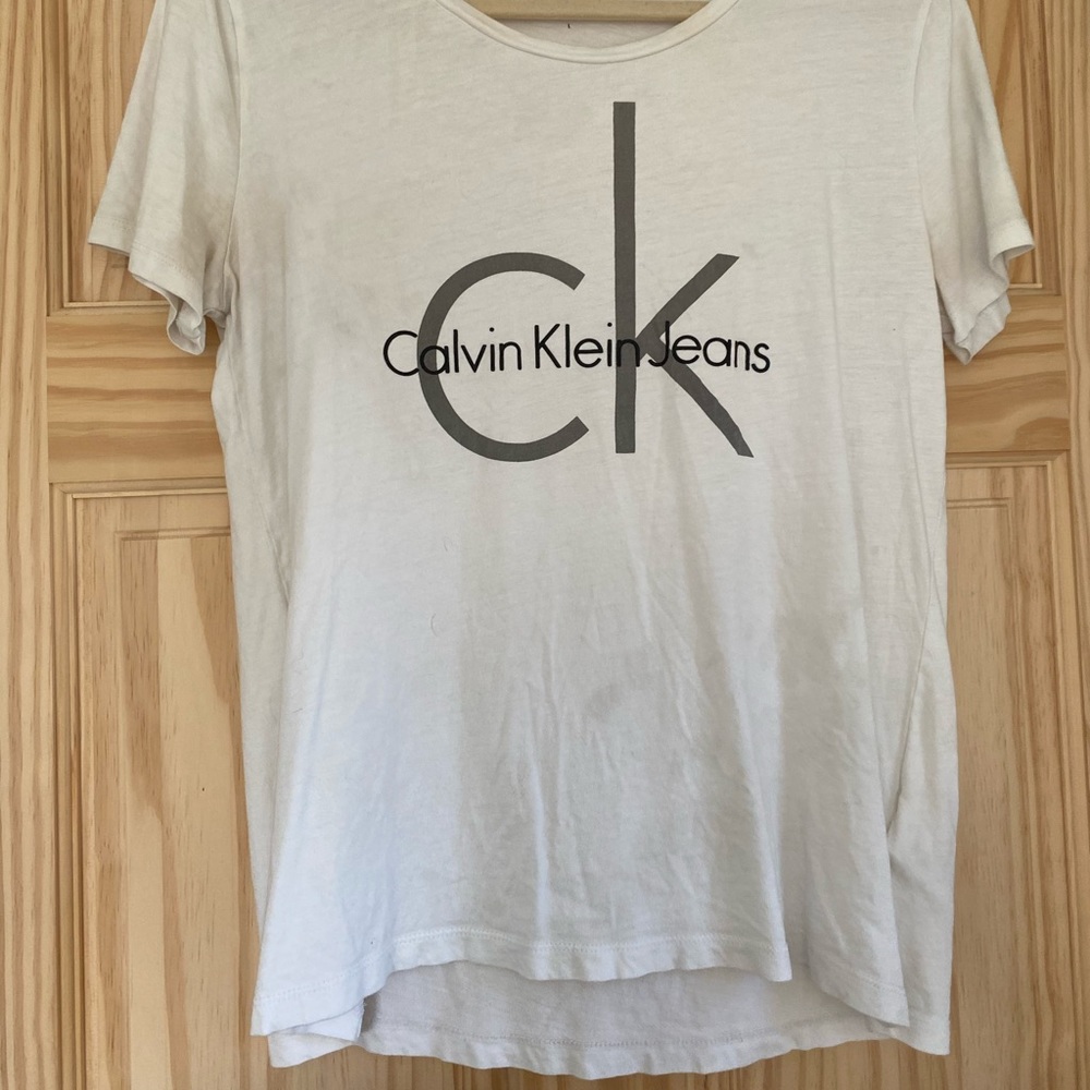 White Calvin Klein logo tee